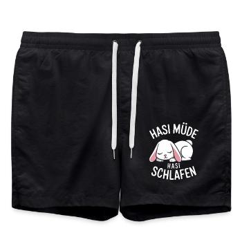 Hasi Müde Hasi Schlafen - Badeshorts - Schwarz - Vorne - AI Model Male 185 light (185cm)