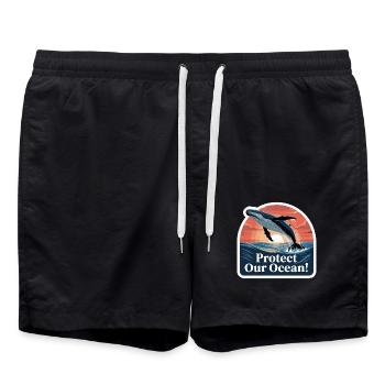 BALEINES, PROTÉGEZ NOTRE OCÉAN - Short de bain - noir - Devant - AI Model Male 185 light (185cm)