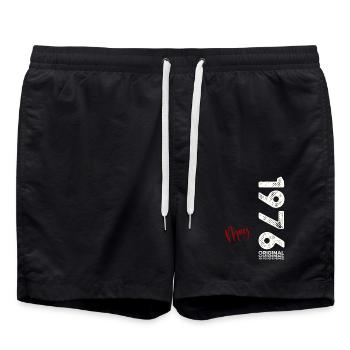 50th Birthday Original May Vintage 1976 - Swim Trunks - black - Front - AI Model Male 185 light (185cm)