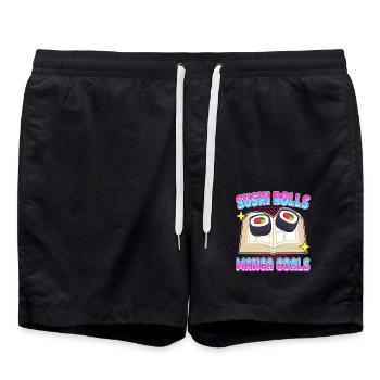 Kawaii Japanischer Anime Manga Otaku Sushi - Badeshorts - Schwarz - Vorne - AI Model Male 185 light (185cm)