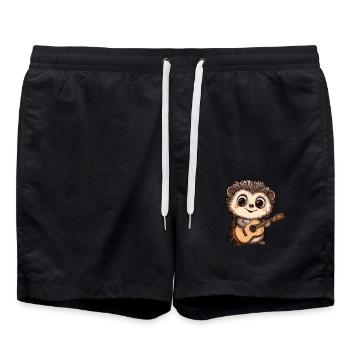 Hérisson mélomane - Short de bain - noir - Devant - AI Model Male 185 light (185cm)