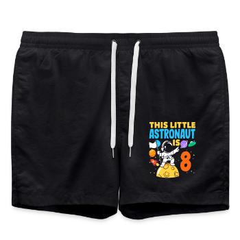 This little astronaut turns 8 years old - Swim Trunks - black - Front - AI Model Male 185 light (185cm)