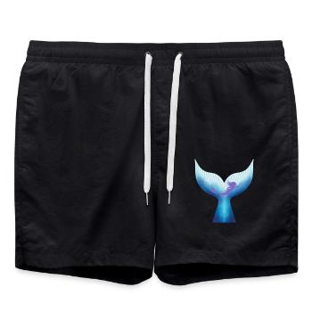Wal und Meerjungfrau Silhouette Whale and Mermaid - Badeshorts - Schwarz - Vorne - AI Model Male 185 light (185cm)