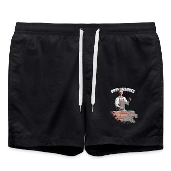 Merz - Brandmaurer - Brandmauer gegen rechts - Badeshorts - Schwarz - Vorne - AI Model Male 185 light (185cm)