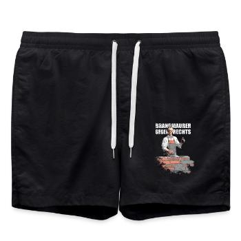 Merz - Mauer - Brandmauer gegen rechts - Badeshorts - Schwarz - Vorne - AI Model Male 185 light (185cm)
