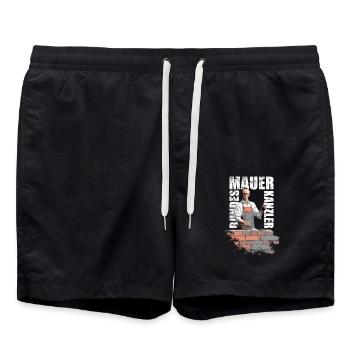 Merz - Bundeskanzler - Brandmauer gegen rechts - Badeshorts - Schwarz - Vorne - AI Model Male 185 light (185cm)
