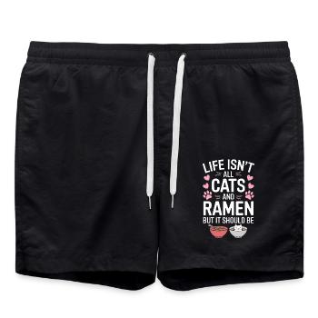 Ramen Katze Anime Lustiges Kawaii Ramen Geschenk - Badeshorts - Schwarz - Vorne - AI Model Male 185 light (185cm)