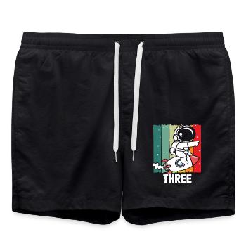 Drei Jahre Astronaut Abenteuer Spaß - Badeshorts - Schwarz - Vorne - AI Model Male 185 light (185cm)