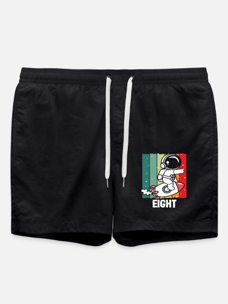 Eighth Birthday Astronaut Space Adventure - Swim Trunks - black