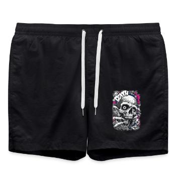 DEATH Totenschädel Comic – Horror Grafik Design - Badeshorts - Schwarz - Vorne - AI Model Male 185 light (185cm)