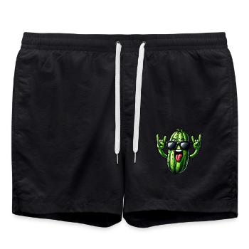 Lustige Gurke Pickle Gurkenliebhaber - Badeshorts - Schwarz - Vorne - AI Model Male 185 light (185cm)