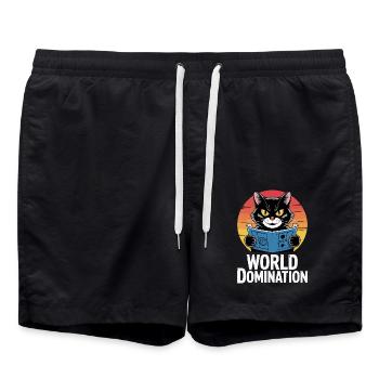 Domination mondiale – un chat avec de grands projets - Short de bain - noir - Devant - AI Model Male 185 light (185cm)