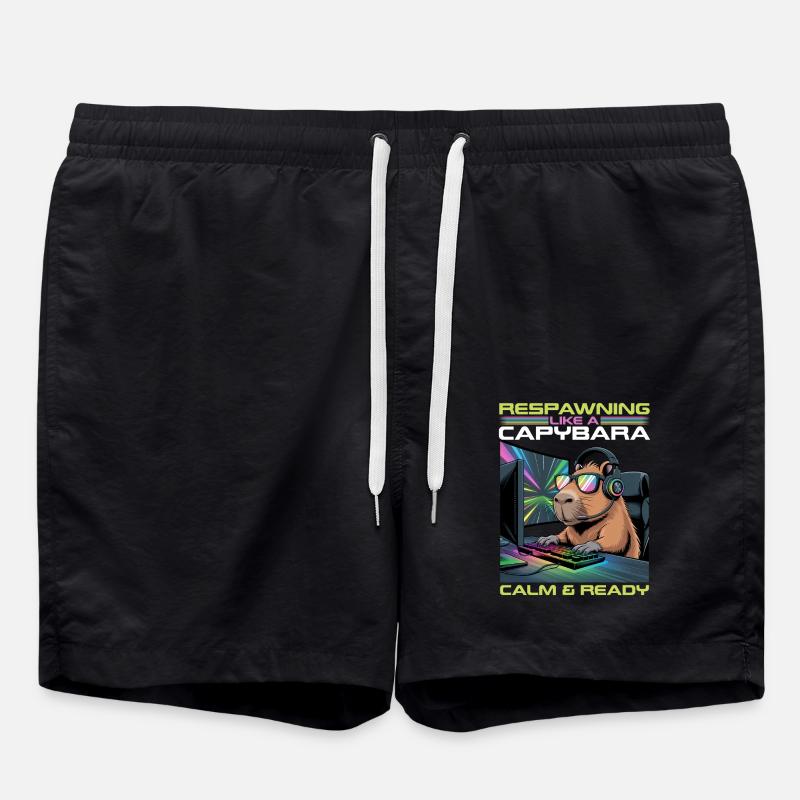 Capybara PC Gamer Gaming - Badeshorts - Schwarz