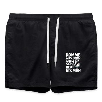 Come what WANT I SHEEP today nothing MÄH - Swim Trunks - black - Front - AI Model Male 185 light (185cm)