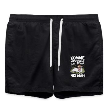 Come what WANT I SHEEP today nothing MÄH - Swim Trunks - black - Front - AI Model Male 185 light (185cm)