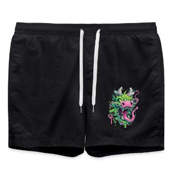 Psychedelischer Drachenkopf Japan Street Art Stil - Badeshorts - Schwarz - Vorne - AI Model Male 185 light (185cm)