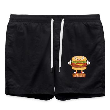 Mignon burger dessin animé art - Short de bain - noir - Devant - AI Model Male 185 light (185cm)