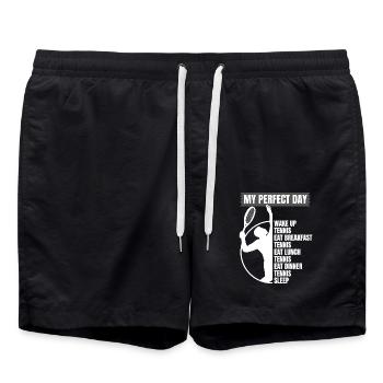Funny Tennis Saying Design - Swim Trunks - black - Front - AI Model Male 185 light (185cm)