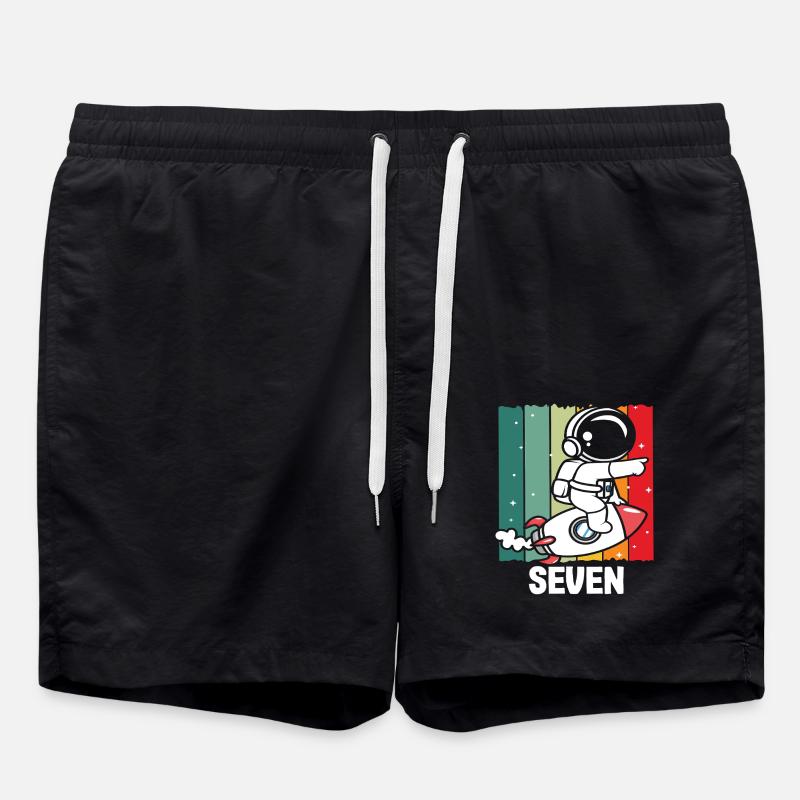 Seventh Birthday Space Adventure - Swim Trunks - black