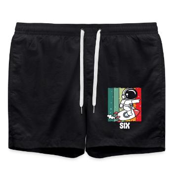 Astronaute de style rétro pour un enfant de six ans - Short de bain - noir - Devant - AI Model Male 185 light (185cm)