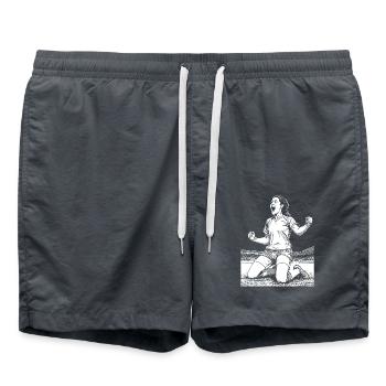 Fussballerin-Shirt: Mittelfeldspielerin mit Blick - Badeshorts - Anthrazit - Vorne - AI Model Male 185 light (185cm)