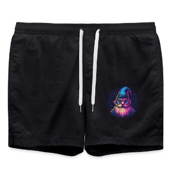 Space Dwarf Retro Look - Swim Trunks - black - Front - AI Model Male 185 light (185cm)
