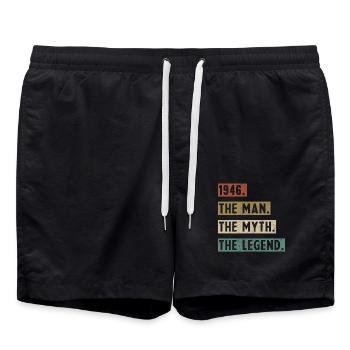 1946 Vintage Retro 80 Year Anniversary Gift - Swim Trunks - black - Front - AI Model Male 185 light (185cm)