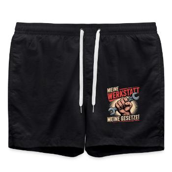 Meine Werkstatt Meine Gesetze - Badeshorts - Schwarz - Vorne - AI Model Male 185 light (185cm)
