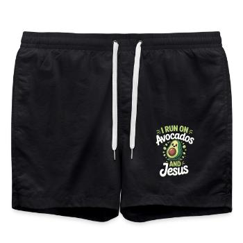 Avocado Jesus Glaube Christ - Badeshorts - Schwarz - Vorne - AI Model Male 185 light (185cm)