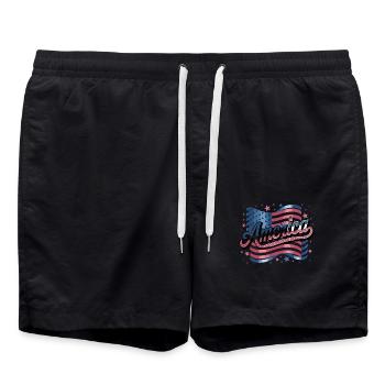 Drapeau de l’Amérique étoiles police patriotique - Short de bain - noir - Devant - AI Model Male 185 light (185cm)
