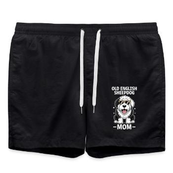 Vieux chien de berger anglais disant blague chien de berger cadeau - Short de bain - noir - Devant - AI Model Male 185 light (185cm)