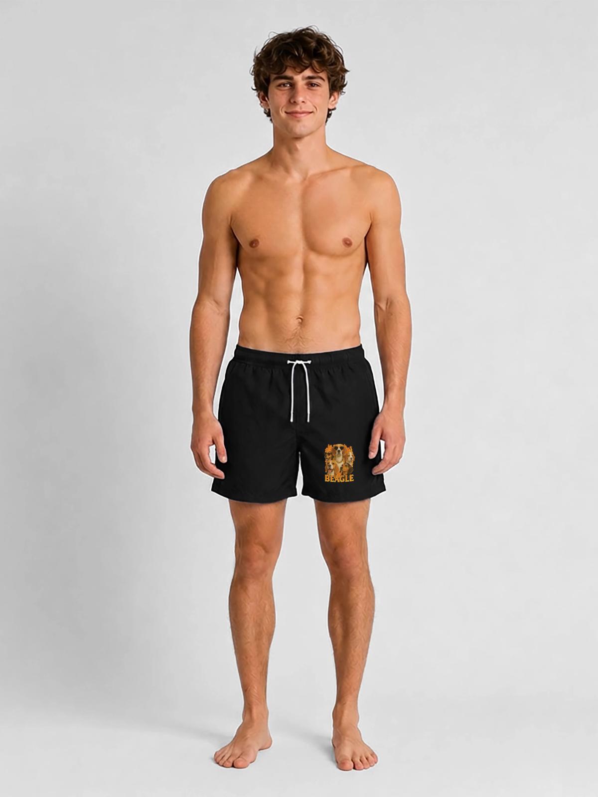 Beagle - Badeshorts - Schwarz - Vorne - AI Model Male 185 light (185cm)