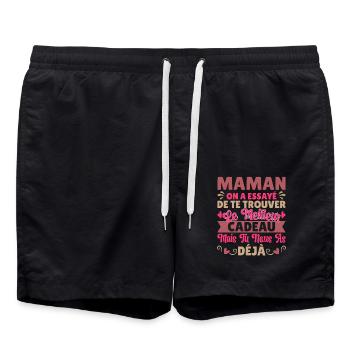 Cadeau Fête Des Mères 2025 Maman Personnalisé - Short de bain - noir - Devant - AI Model Male 185 light (185cm)