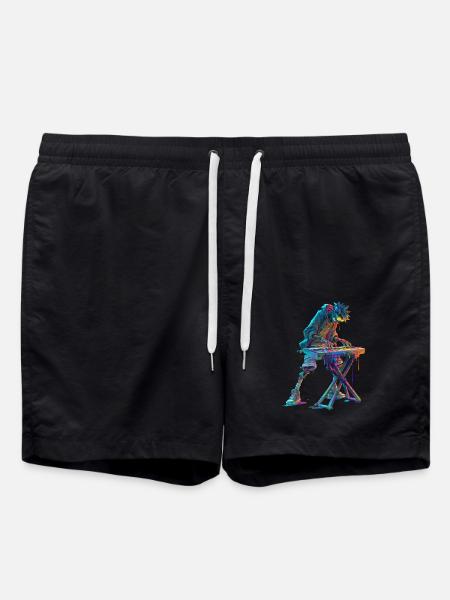 Bunter Keyboarder Streetart Comic Musikdesign - Badeshorts - Schwarz
