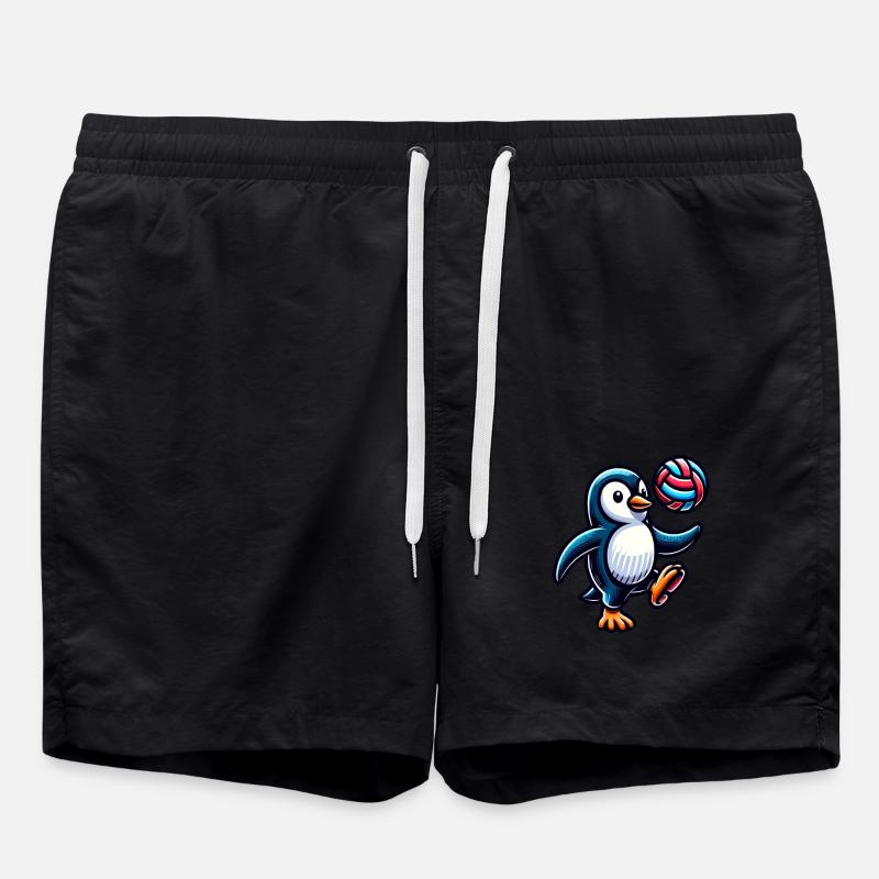 Penguin having fun with volleyball - Swim Trunks - black