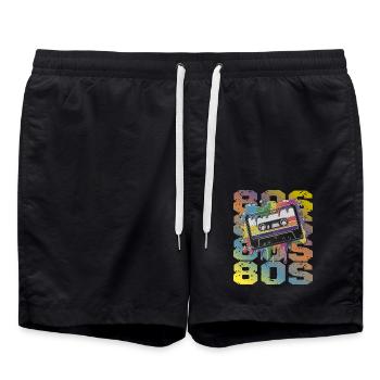 Cassette Rétro des années 80 Nostalgie Arc-en-ciel - Short de bain - noir - Devant - AI Model Male 185 light (185cm)