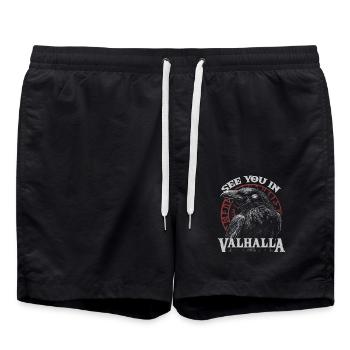 Valknut Viking Wir sehen uns in Walhalla See You - Short de bain - noir - Devant - AI Model Male 185 light (185cm)