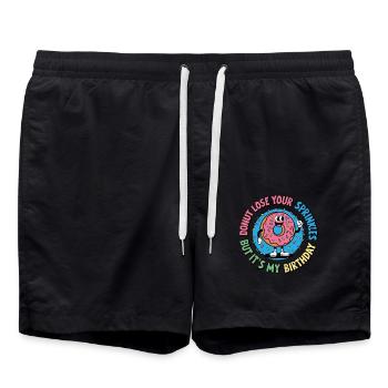 Birthday Donut Funny Design - Badeshorts - Schwarz - Vorne - AI Model Male 185 light (185cm)
