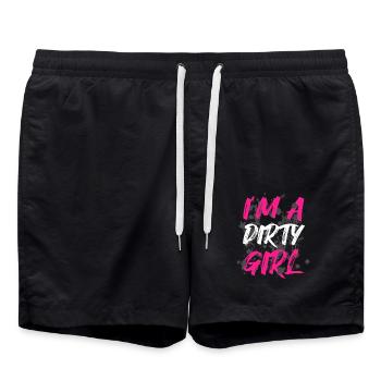I'm a dirty girl Schlammlauf Mud Run Muddy Race - Swim Trunks - black - Front - AI Model Male 185 light (185cm)