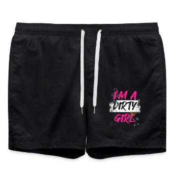 Je suis une sale fille Schlammlauf Mud Run Muddy Race - Short de bain - noir - Devant - AI Model Male 185 light (185cm)