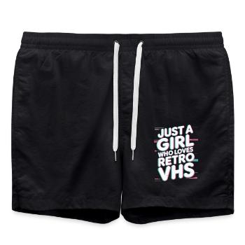 Just a girl who loves retro vhs - Swim Trunks - black - Front - AI Model Male 185 light (185cm)