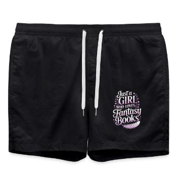 Just a girl who loves fantasy books - Swim Trunks - black - Front - AI Model Male 185 light (185cm)