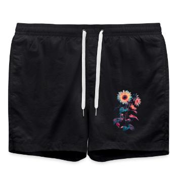 Sonnenblume - Badeshorts - Schwarz - Vorne - AI Model Male 185 light (185cm)