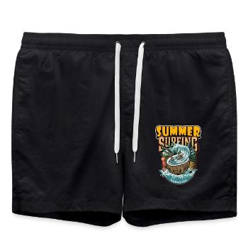 Le paradis du surf en été - Short de bain - noir - Devant - AI Model Male 185 light (185cm)