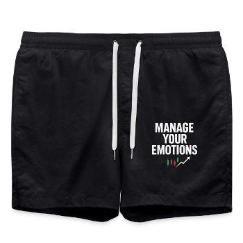 Stock Trader Trading Mindset: Manage Your Emotions - Badeshorts - Schwarz - Vorne - AI Model Male 185 light (185cm)