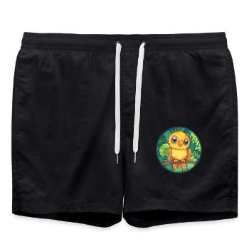 Oiseau jaune dans la jungle - Short de bain - noir - Devant - AI Model Male 185 light (185cm)