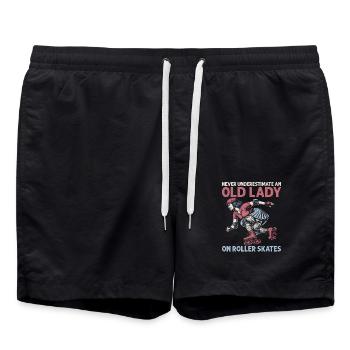 Ne sous-estimez jamais une vieille dame patineuse à roulettes - Short de bain - noir - Devant - AI Model Male 185 light (185cm)