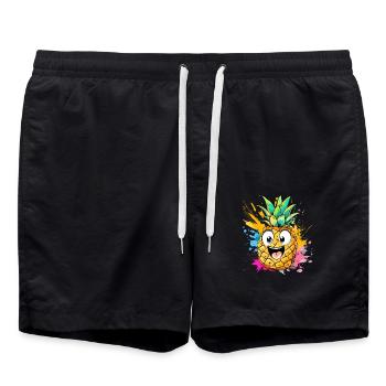 Fröhliche Ananas Explosion - Badeshorts - Schwarz - Vorne - AI Model Male 185 light (185cm)