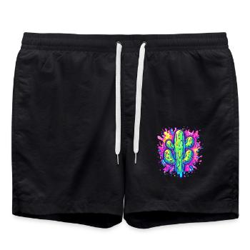 Art coloré des cactus - Short de bain - noir - Devant - AI Model Male 185 light (185cm)