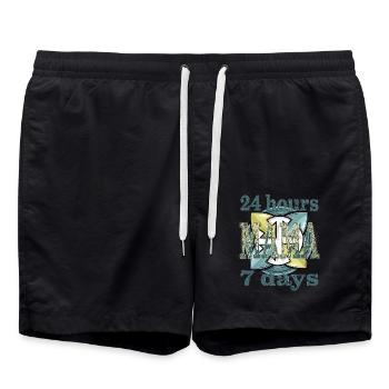 24 hours 7 days MAMA - Swim Trunks - black - Front - AI Model Male 185 light (185cm)